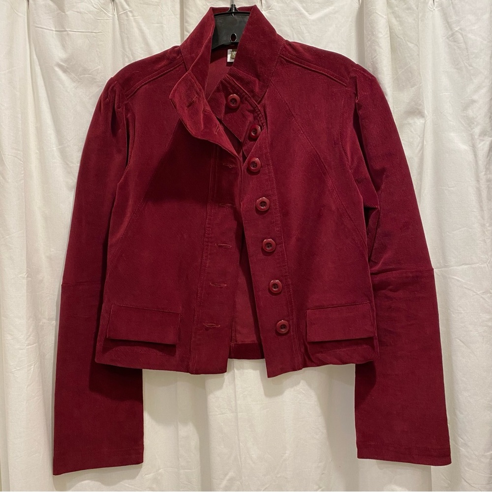 Anthropologie Fei Corduroy Jacket Burgundy Red Size 6